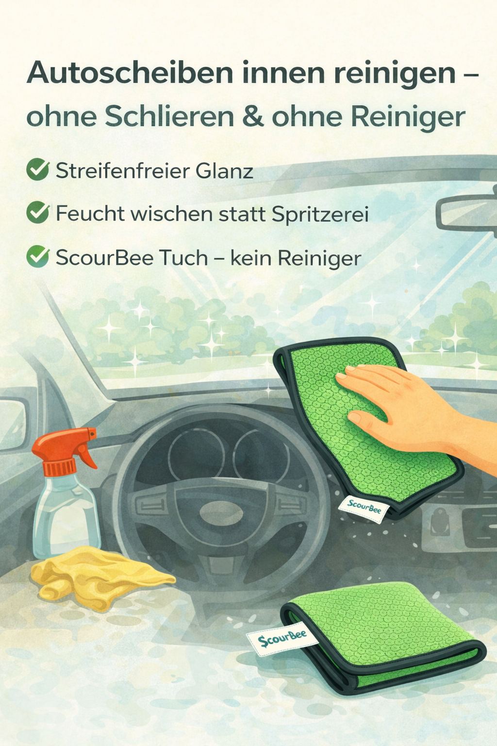 Autoscheiben innen reinigen – ohne Schlieren & ohne Reiniger