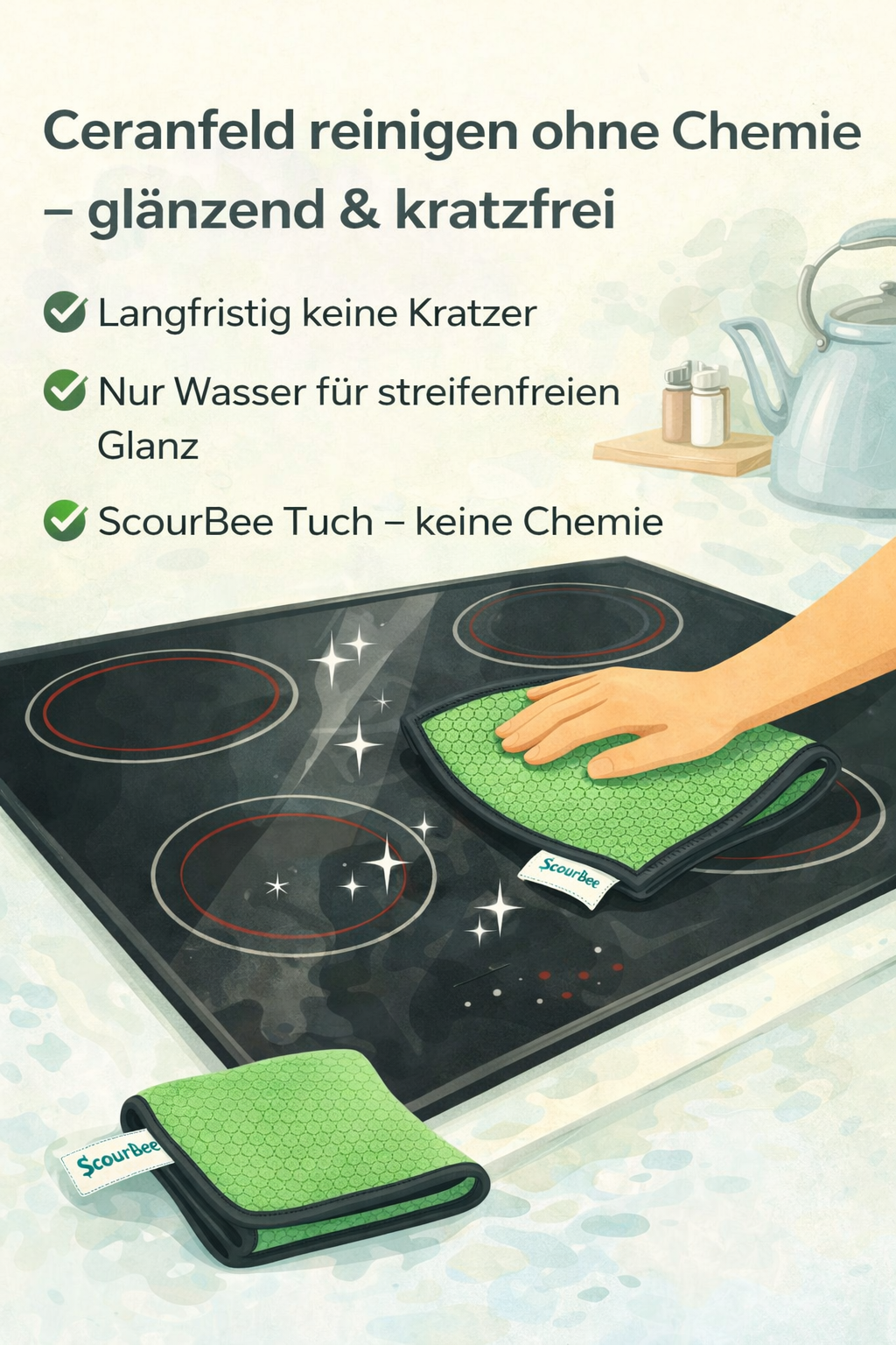 Ceranfeld reinigen ohne Chemie – glänzend & kratzfrei