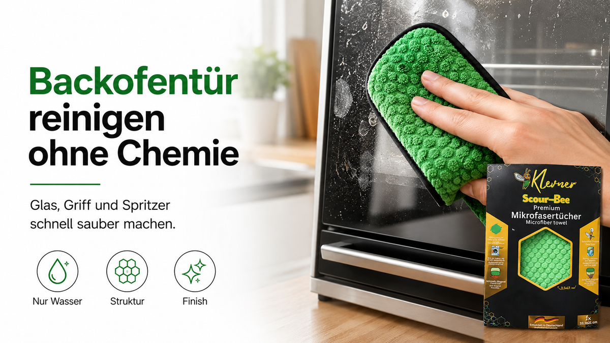 Backofentür reinigen ohne Chemie: Glas, Griff und Spritzer sauber machen