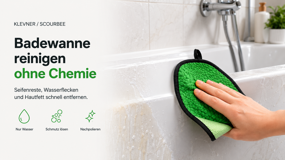 Badewanne reinigen ohne Chemie: Seifenreste, Wasserflecken und Hautfett entfernen