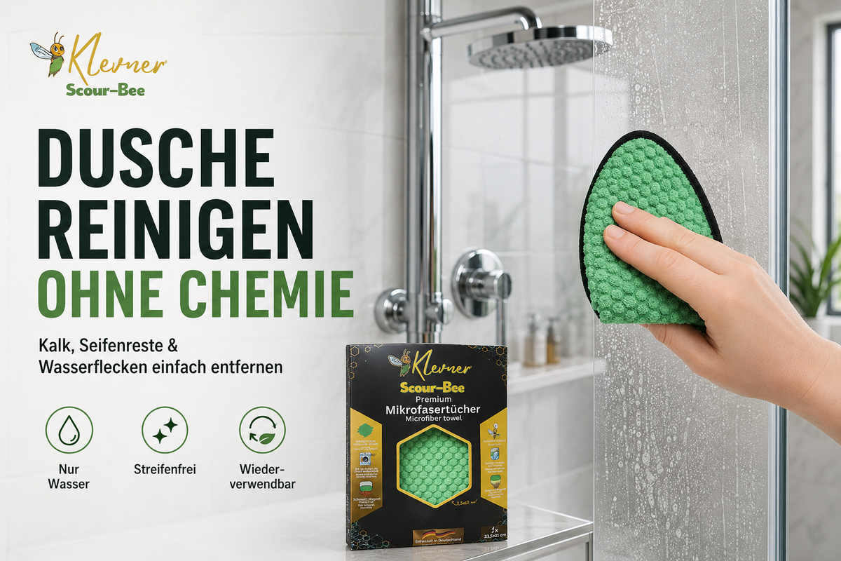 Dusche reinigen ohne Chemie - Kalk und Seifenreste einfach entfernen