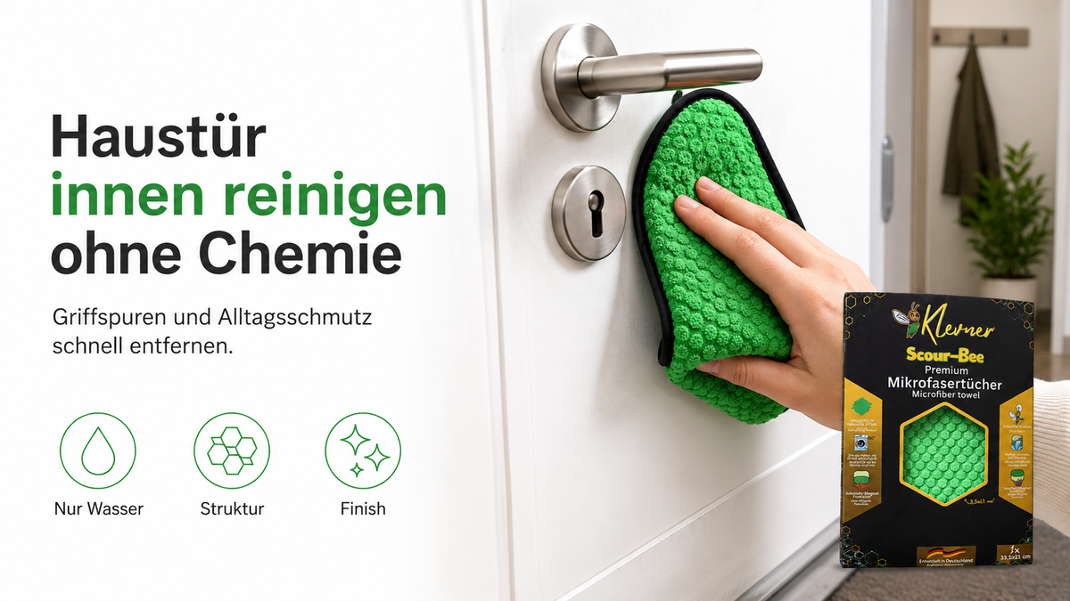 Haustür innen reinigen ohne Chemie: Fingerabdrücke und Schmutzränder entfernen