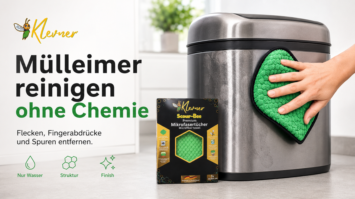 Mülleimer reinigen ohne Chemie: Deckel, Rand und Außenseite frisch sauber halten