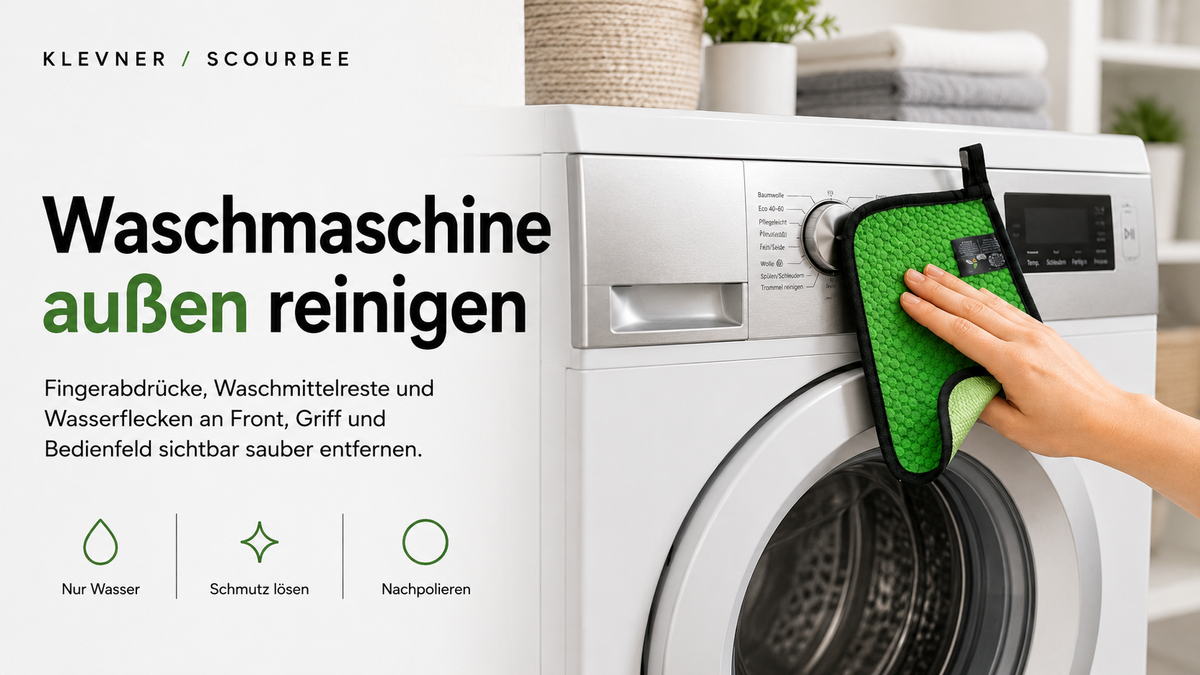 Waschmaschine außen reinigen: Front, Bedienfeld und Türglas ohne Schlieren pflegen