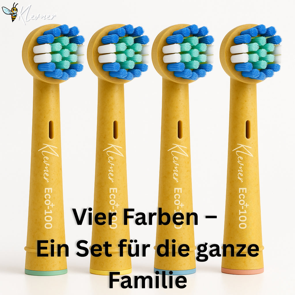 Eco einhundert 12er-Set – 3× 4 Aufsteckbürsten mit biobasiertem Gehäuse