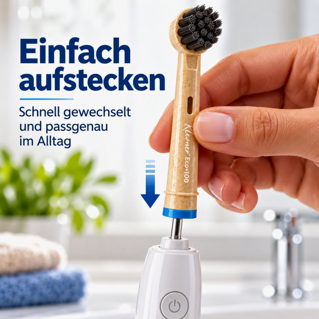 Klevner Eco+100 Aktivkohle-Aufsteckbürsten – 4er-Set