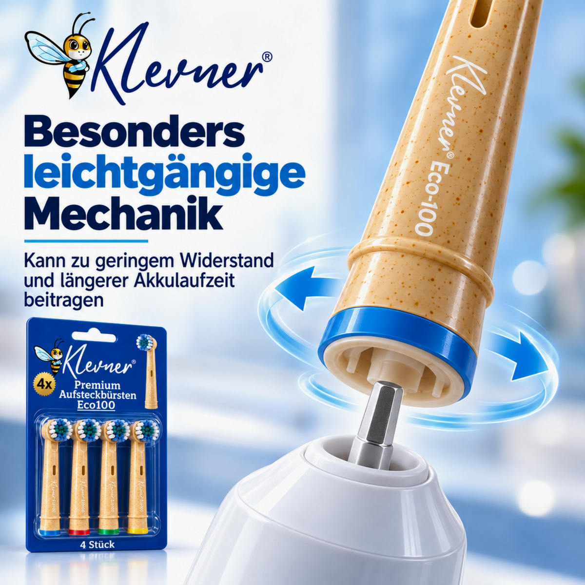 Klevner Eco-100 Aufsteckbürsten – 4er-Set
