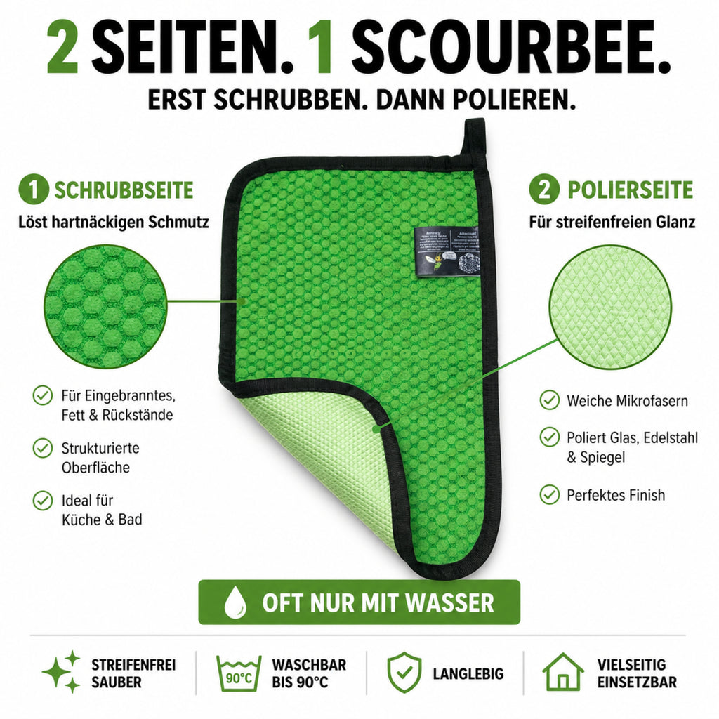 ScourBee beseitigt Schmutz und hilft Oberflächen sauber zu halten – oft nur mit Wasser