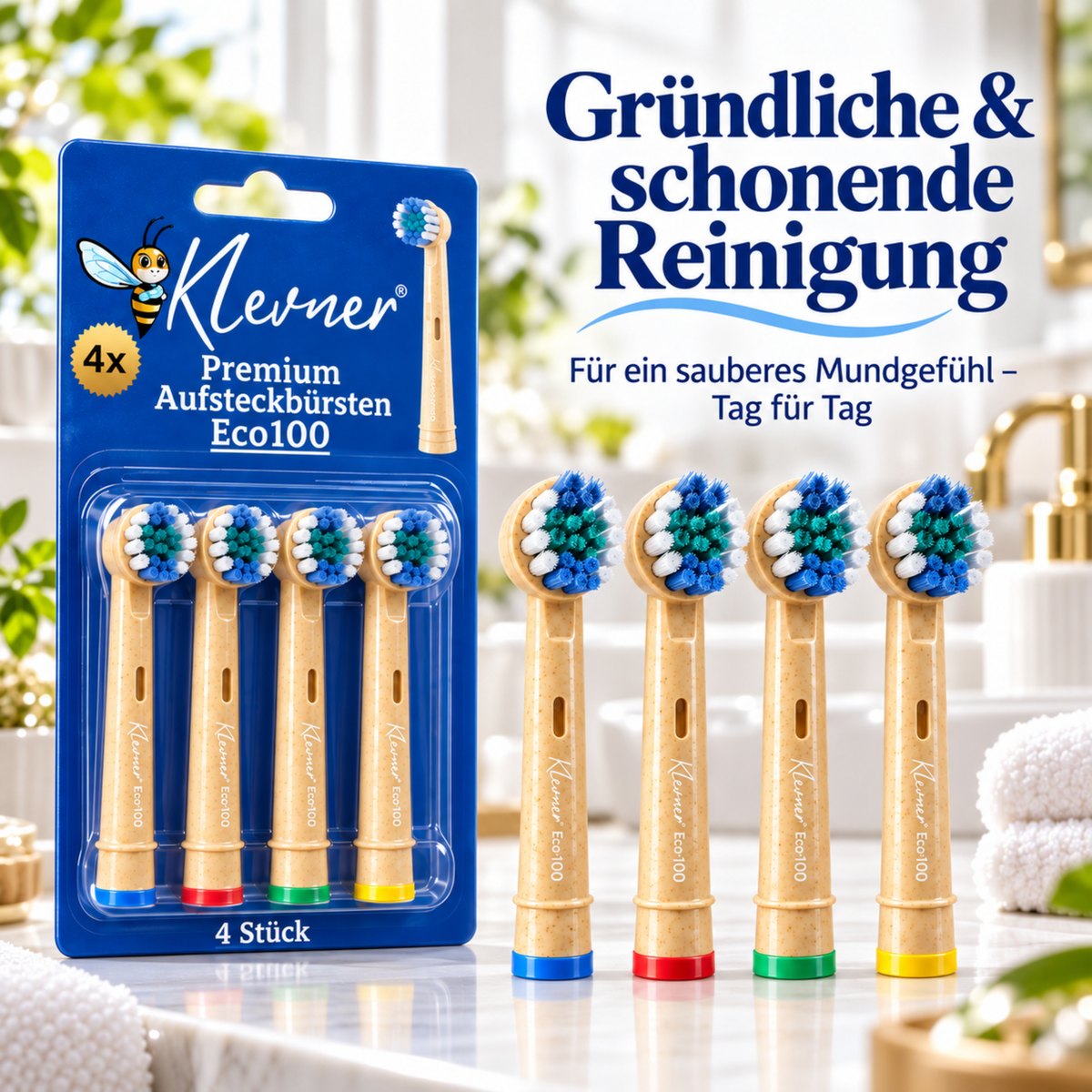 Klevner Eco-100 Aufsteckbürsten – 4er-Set
