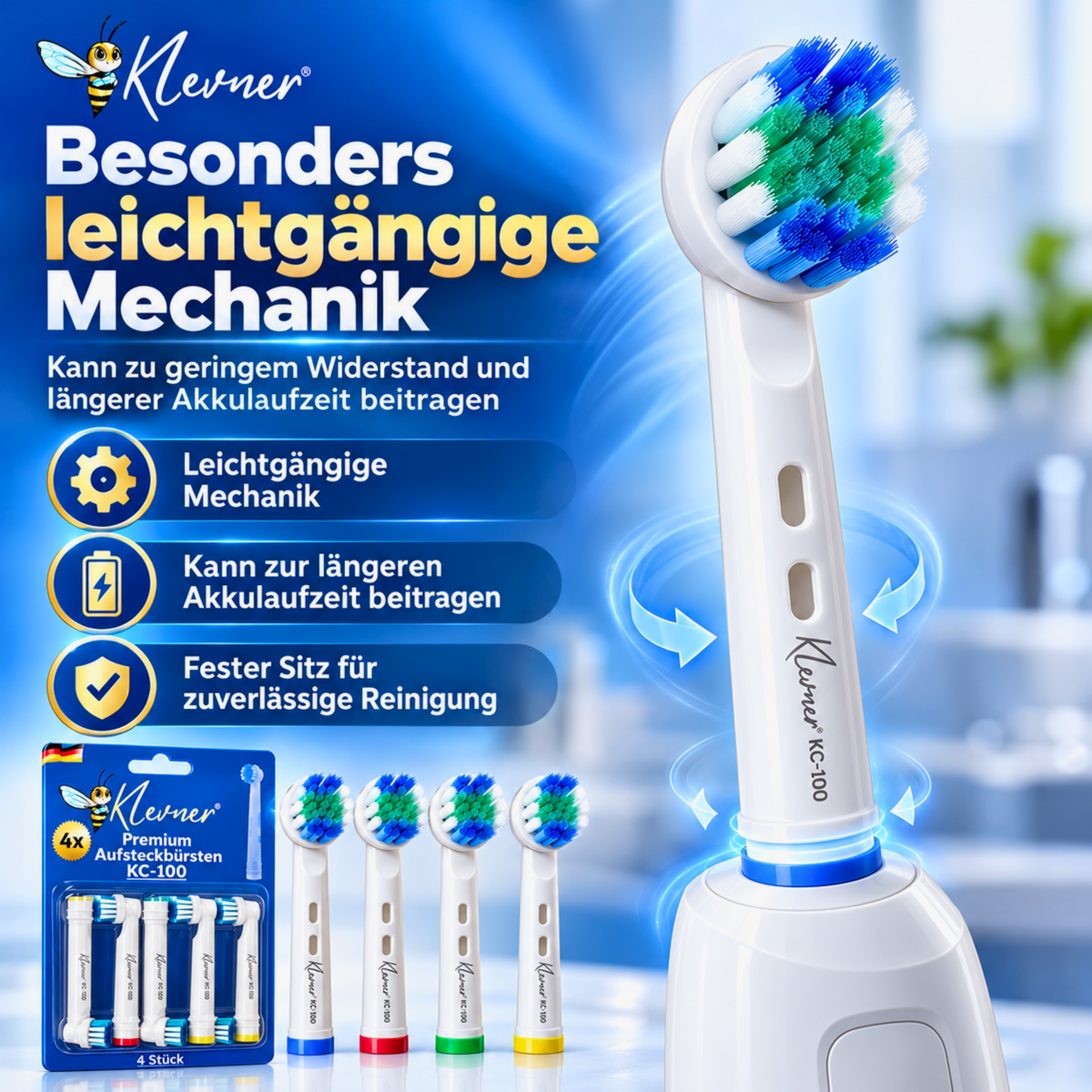 Klevner KC-100 Aufsteckbürsten – 4er-Set
