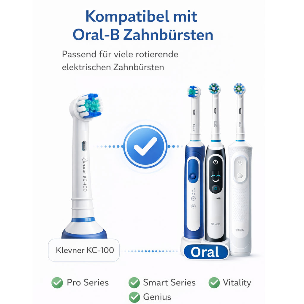 Klevner KC-100 Premium Oral B Aufsteckbürsten für Elektrische Zahnbürste - electric toothbrush - Ersatzbürsten- 4er Set Für Oral B Zahnbürste Elektrische - elektrische zahnbürste - Familienset -