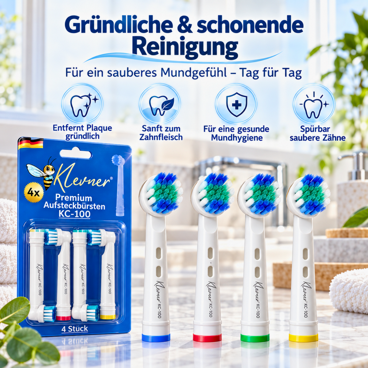 Klevner KC-100 Aufsteckbürsten – 4er-Set
