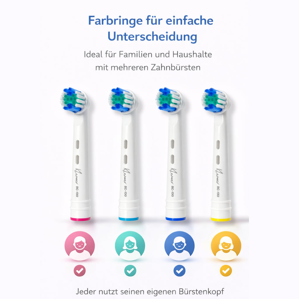 Klevner KC-100 Premium Oral B Aufsteckbürsten für Elektrische Zahnbürste - electric toothbrush - Ersatzbürsten- 4er Set Für Oral B Zahnbürste Elektrische - elektrische zahnbürste - Familienset -