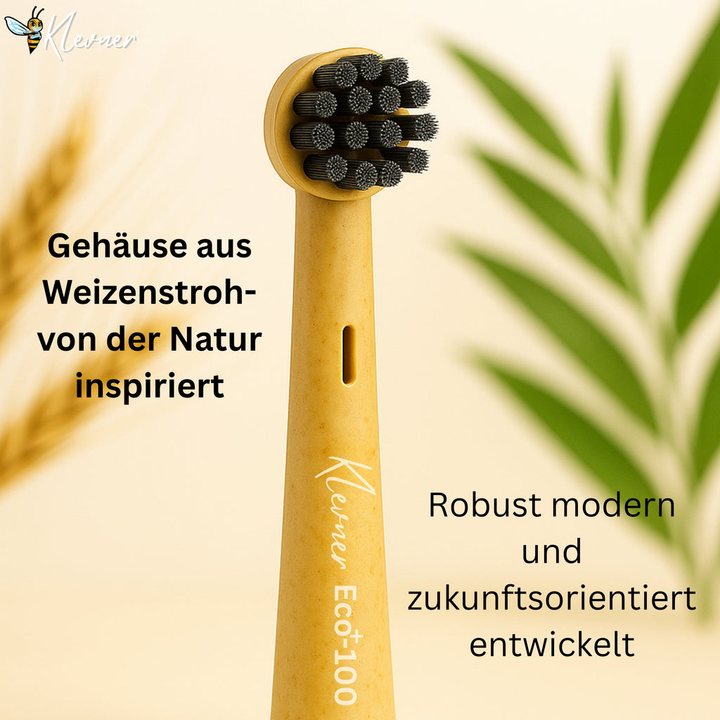 Klevner Eco-100 Aktivkohle Aufsteckbürsten – 4er-Set für elektrische Zahnbürsten