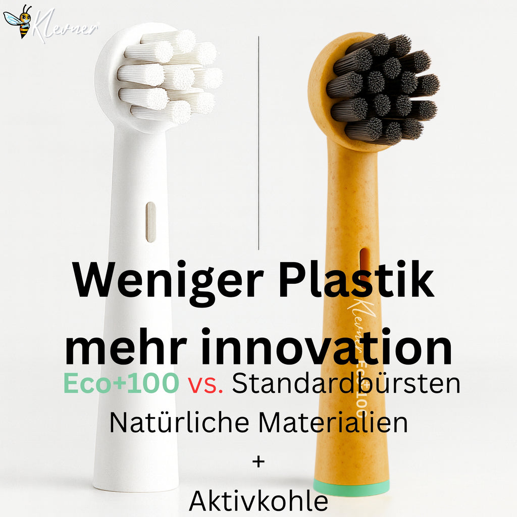 Klevner Eco-100 Aktivkohle Aufsteckbürsten – 4er-Set für elektrische Zahnbürsten