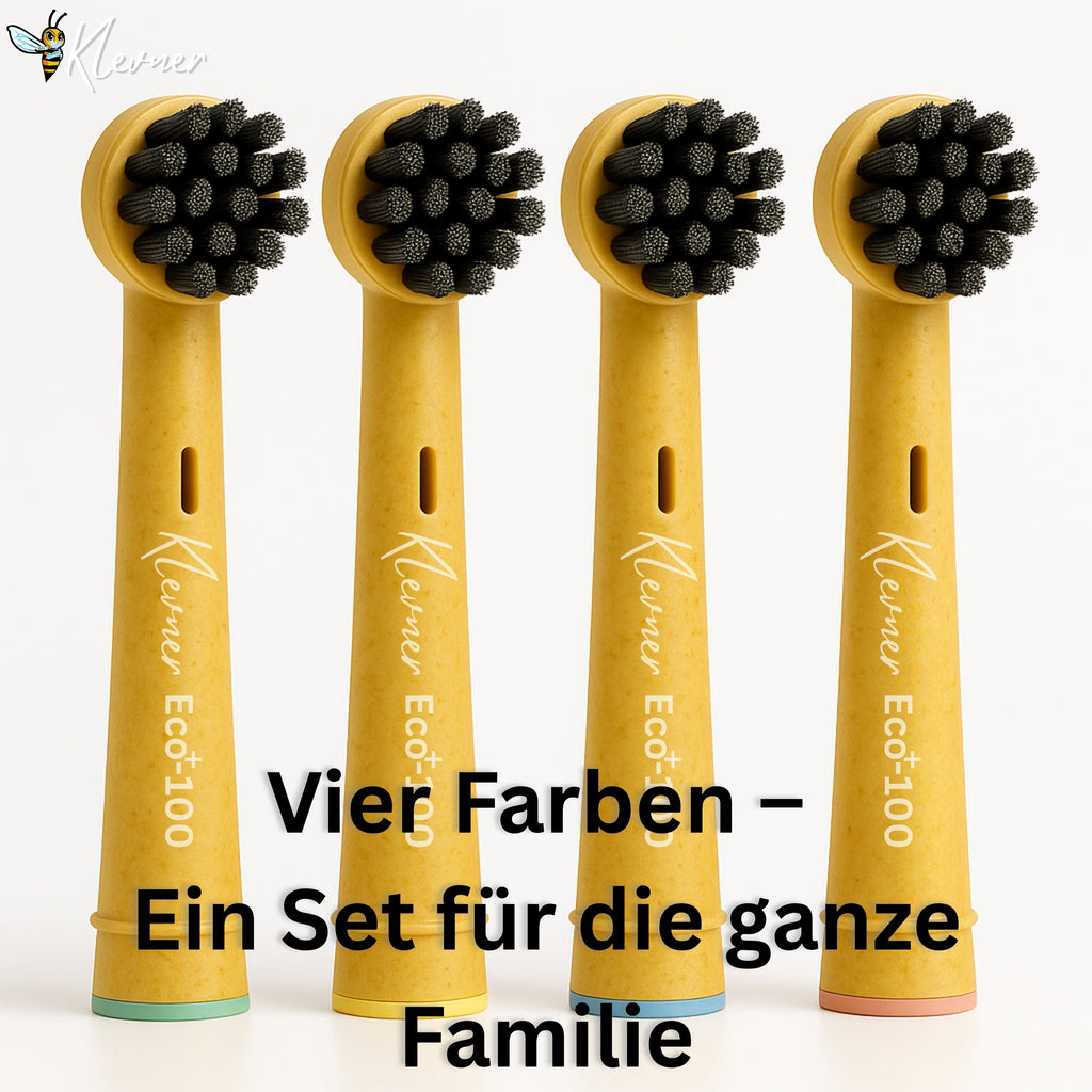 Klevner Eco-100 Aktivkohle Aufsteckbürsten – 4er-Set für elektrische Zahnbürsten