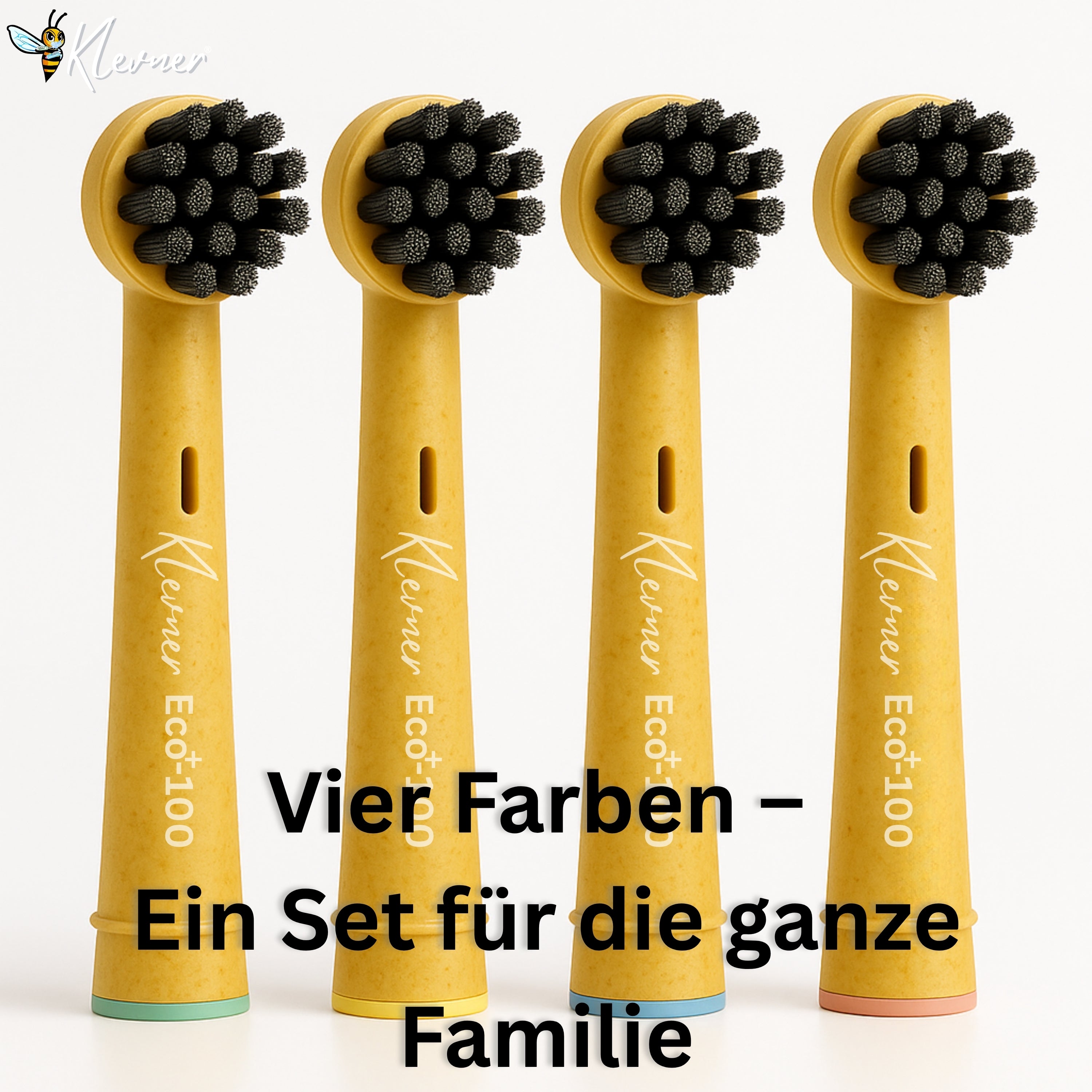 Klevner Eco-100 Aktivkohle Aufsteckbürsten – 4er-Set für elektrische Zahnbürsten