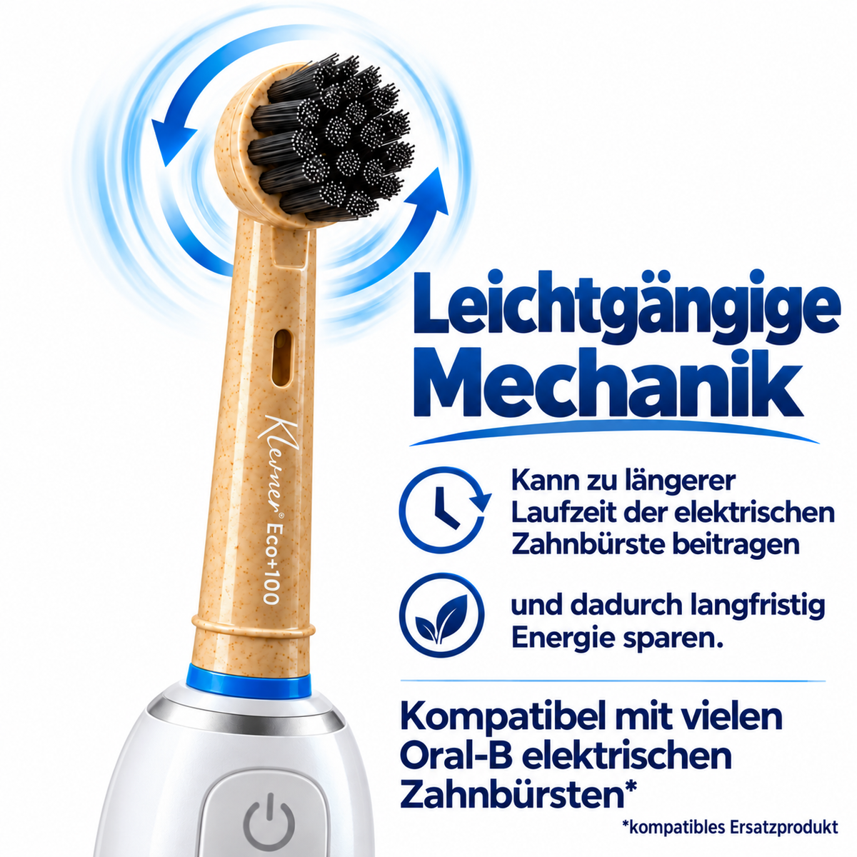 Klevner Eco+100 Aktivkohle-Aufsteckbürsten – 4er-Set